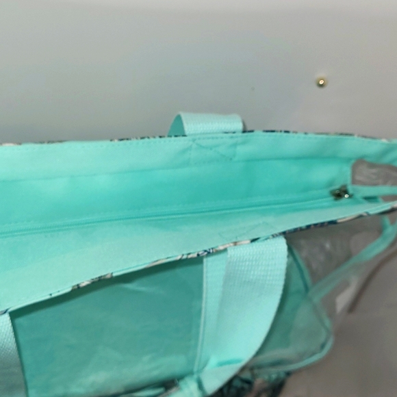 No Boundaries Aqua Verde Hawaiian Beach Zip Insulated Bottom Large Tote Bag NWT - Picture 15 of 17